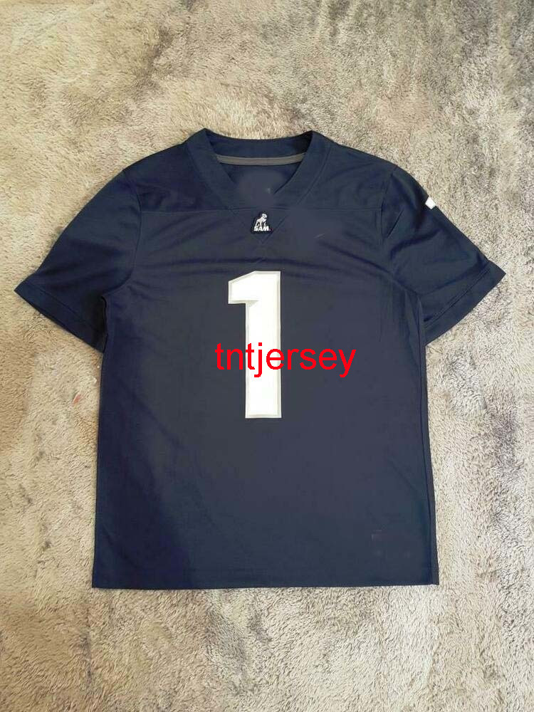 

Cheap cusm Men's Samford Bulldogs Football Jersey #1 Navy MEN WOMEN YOUTH stitch add any name number -5XL, Blue