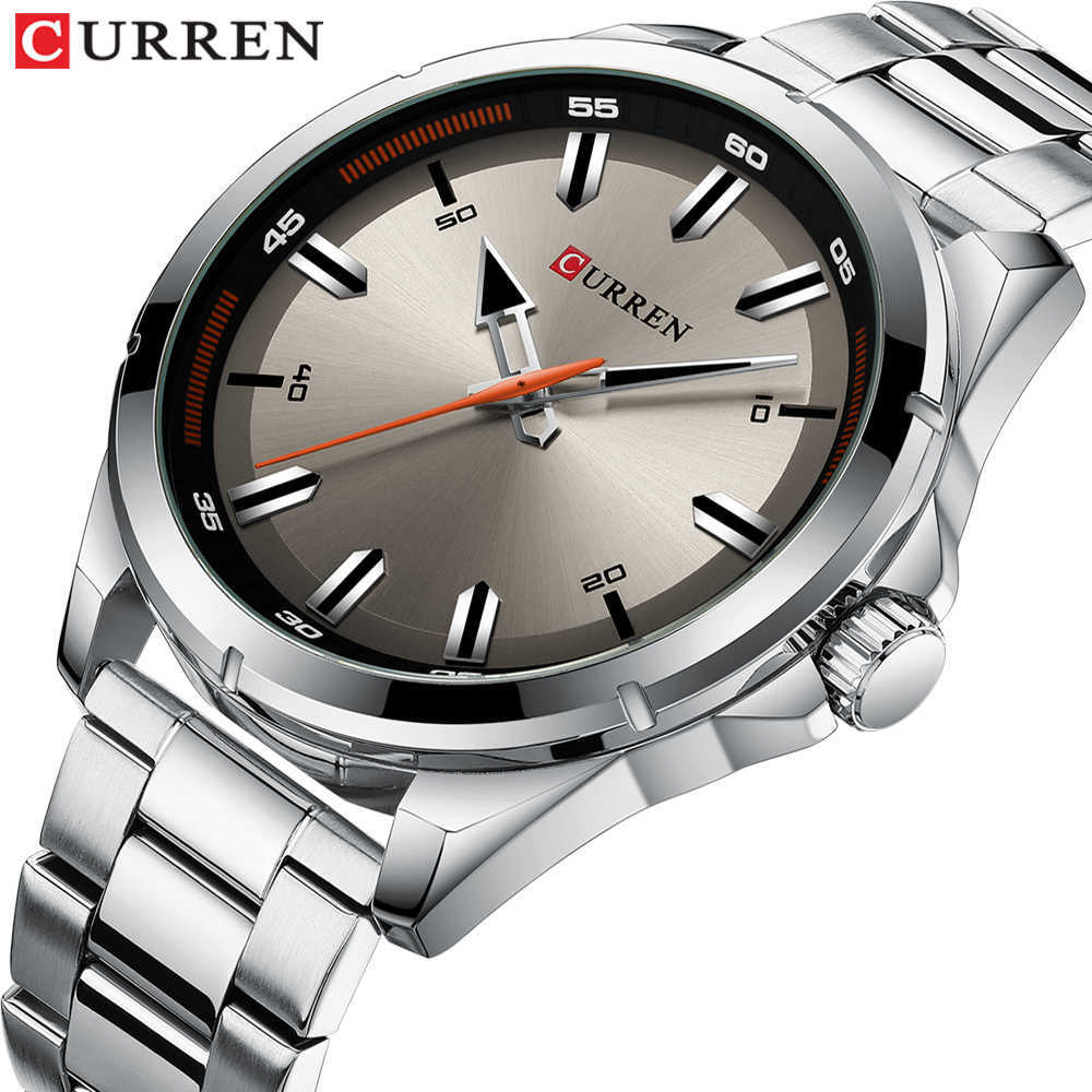 

Curren Men's watch Top Brand Luxury Business Quartz Wristwatch Clock Stainless Steel Creative Silver Man watches 210707, Rose gold black
