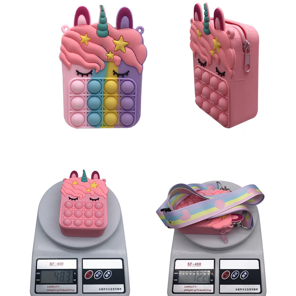 

Fidget Bag Toys Bubble Unicorn Coin Purse Shoulder Bags Cellphone Straps Finger Push Phone Pouch Case Change Sensory Decompression Toy