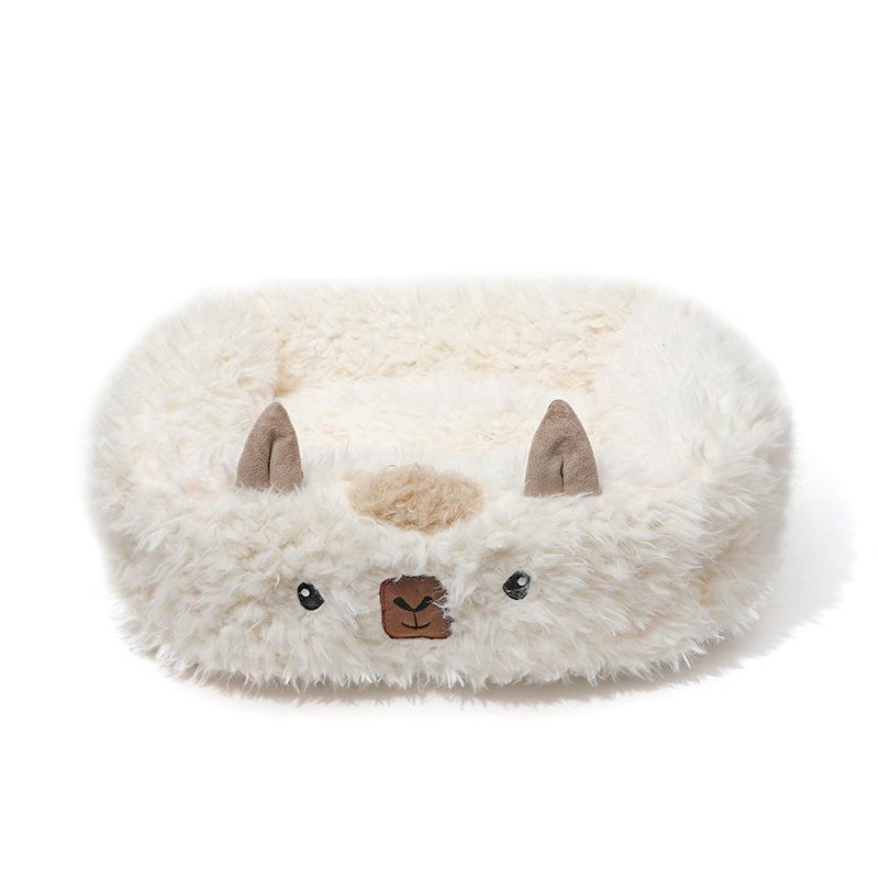 

Cat Beds & Furniture Alpaca Shape Pet Bed Nest Sleeping Rest Pad Autumn And Winter Plush Round Warm Dog House Mat