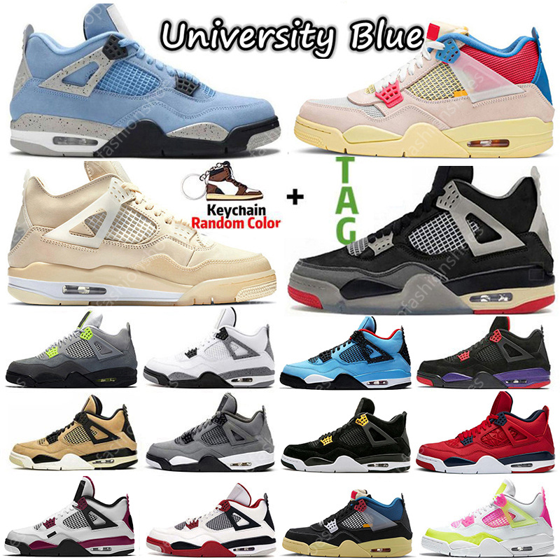 

Top Sale Sail University Blue 4 4s Guava Ice Mens Basketball Shoes What the White Cement Black Cat Fire Red Trainers Sports Sneakers