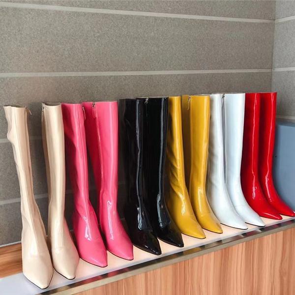 

Boots Patent Leather Booties Women Knee High Long Heels Sexy Shoes Fashion Botas De Invierno Para Mujer 2021, As picture