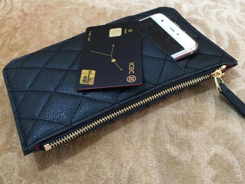 

Fashion women Mobile phone bag Zipper pocket Wallet VIP Gift bags Leather Credit card bag Female designers Name card holder brand Zero Purse, Black
