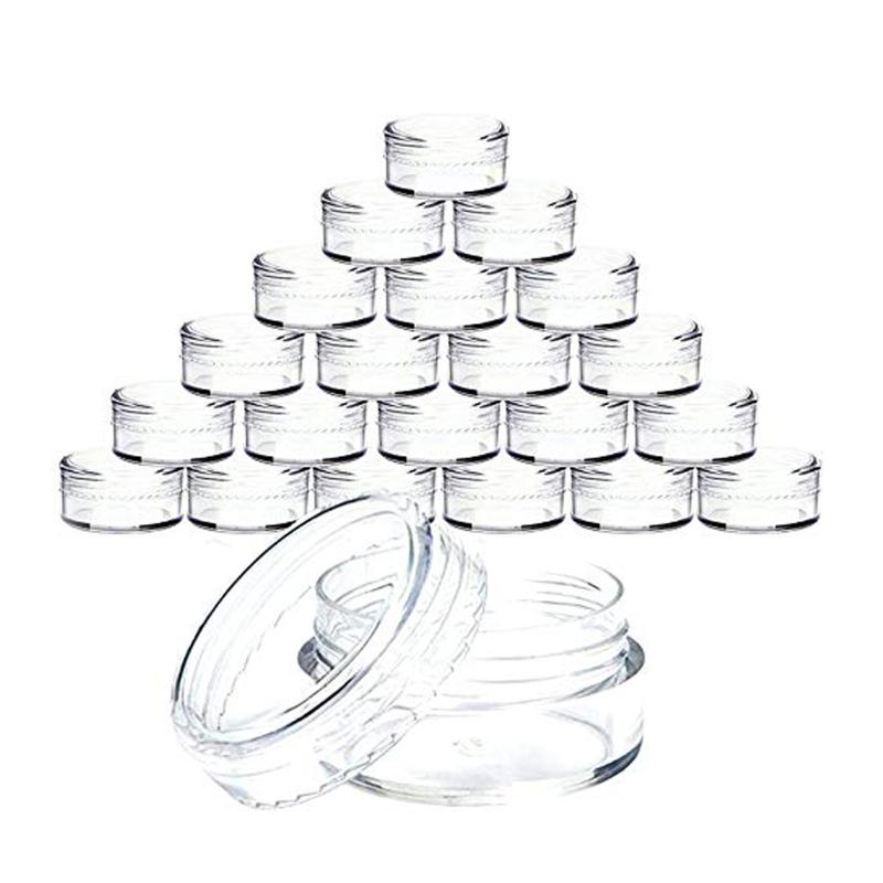 

40#100 Pcs 3 Gram Clear Plastic Jewelry Bead Makeup Glitter Storage Box Small Round Container Jars Make Up Organizer Boxes & Bins