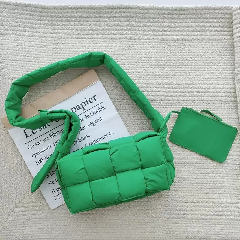 

Shoulder Bags Brand Designer Woven Messenger Bag Nylon Padded Crossbody Cotton Pillow Handbag Female, 01