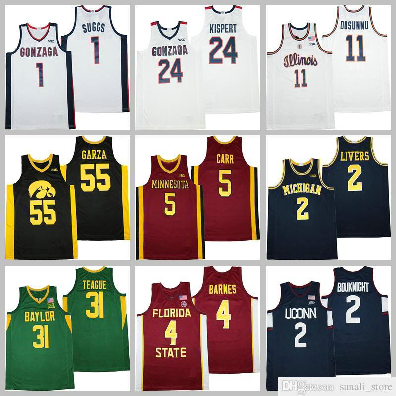 

Gonzaga Bulldogs 1 Jalen Suggs Jersey College Basketball Corey Kispert Ayo Dosunmu Luka Garza Isaiah Livers Scottie Barnes Marcus Carr MaCio Teague Bouknight NCAA, Red