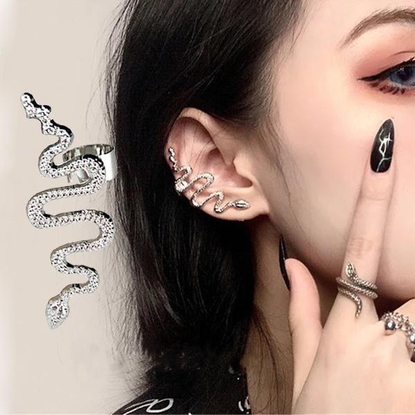 

Stud 1PC Creative Bending Exaggeration Long Serpentine Snake Animal Metal Earrings Punk Jewelry For Women, Golden;silver