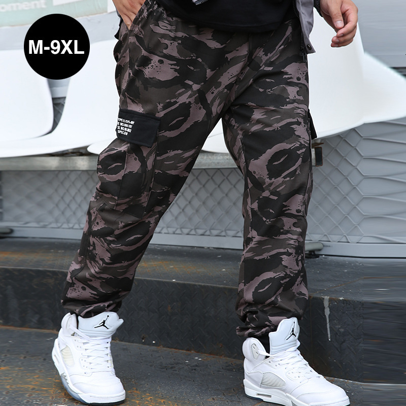 

Men's Pants Mens Cargo Casual Military Large Size Overalls Tide Brand Beamed Plus Fat Loose Wild Camouflage 9XL 2BQP, Dark grey