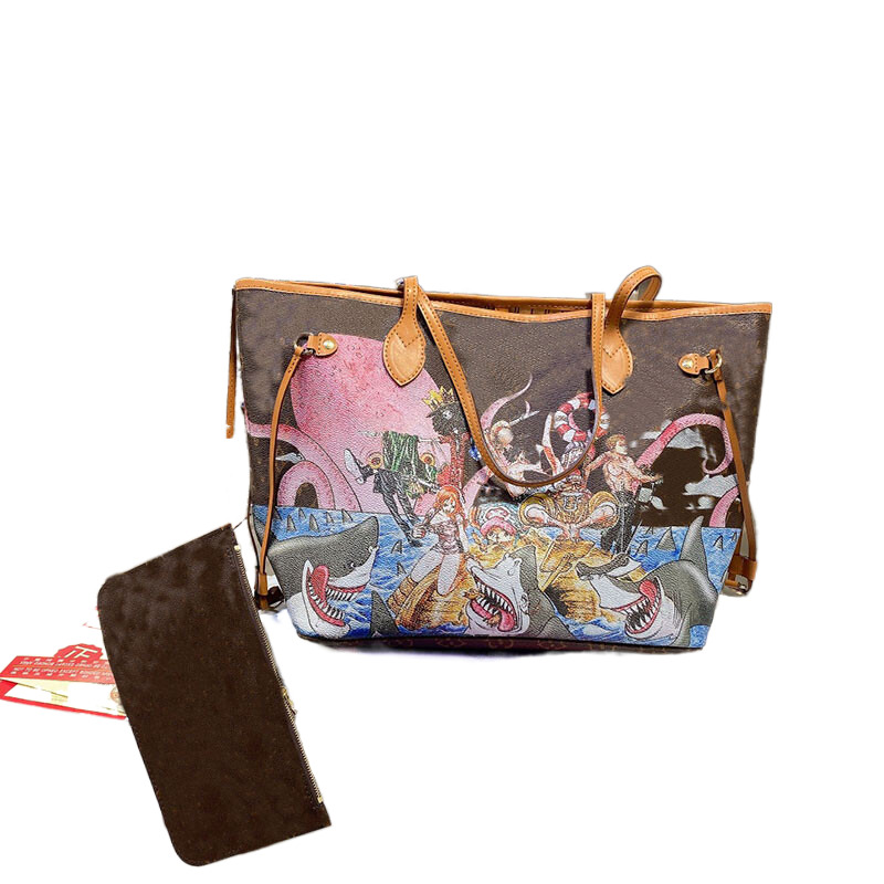 

2021 new big-name printing shopping bag fashionable wild net red same style one-shoulder underarm bag with small bag, Not sale