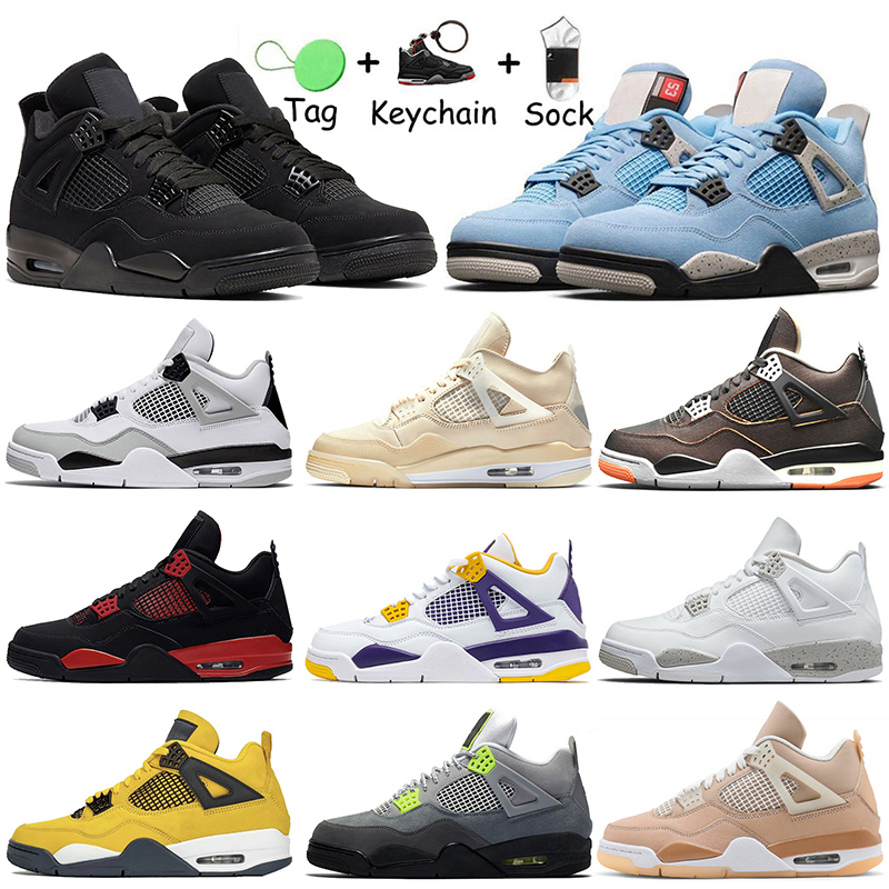 

2022 University Blue Sail Jumpman 4 4s mens Basketball Shoes white oreo metallic purple military black cat bred shimmer cactus jack trainers sneakers US 5.5-13, A#33 40-47 encorev