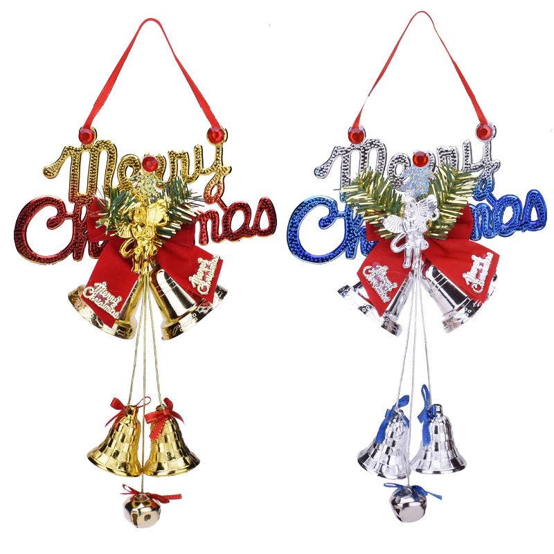 

Christmas Decorations Merry Bowknot Bells Decoration Ornament Xmas Tree Hanging Plastic Pendant Year Party Home Decor Gift Supplies