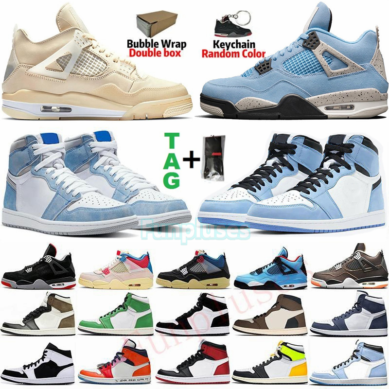 

Jumpman Basketball Shoes 1 1s Hyper Royal Travis Scotts University Blue 4 4s Sail White Bred Fire Red Mens Sports Sneakers Womens Trainers, 40