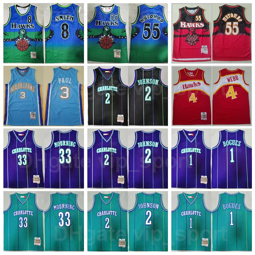 

Vintage Mitchell And Ness Basketball Chris Paul Jersey 3 Retro Steve Smith 8 Spud Webb 4 Dikembe Mutombo 55 Tyrone Muggsy Bogues 1 Larry Johnson 2 Alonzo Mourning 33, 1 green