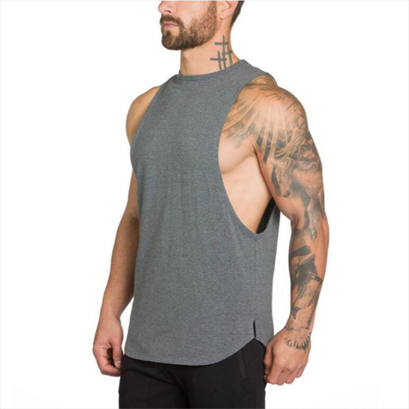 

stringer tank cotton comfortable solid fitness body building athletic summer mens gym clothes workout, White;black