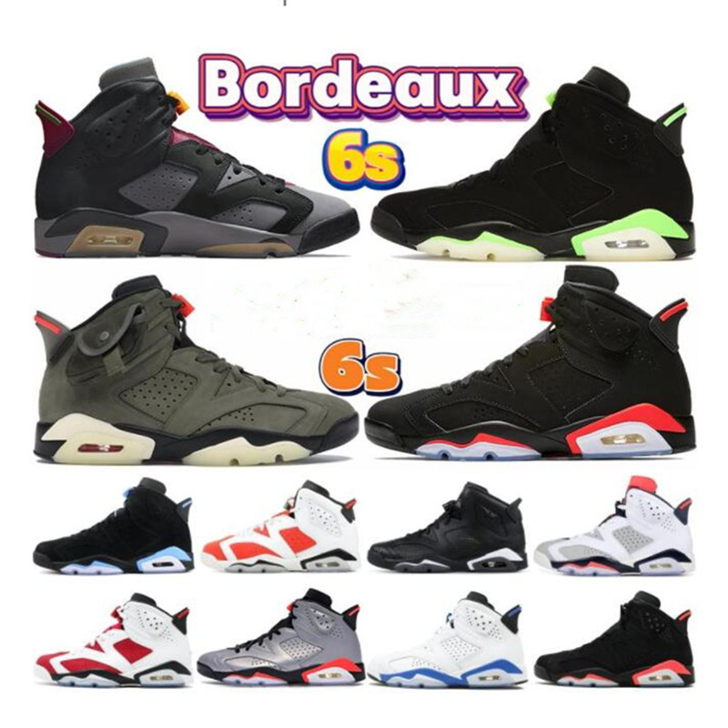 

Jumpman 6 6s Men Basketball Shoes University Blue British Khaki Electric Green Gold Hoops Olive DMP Carmine Black Infrared Bordeaux Oreo Men