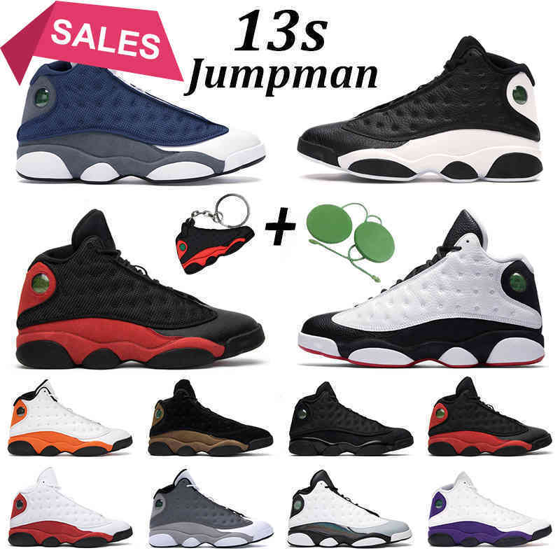 

{Chaussures}Basketball Shoes 13s jumpman 13 men women high top Red Flint Hyper Royal Black Cat Purple mens sports trainer sneakers Size 5.5-13, Black hyper royal