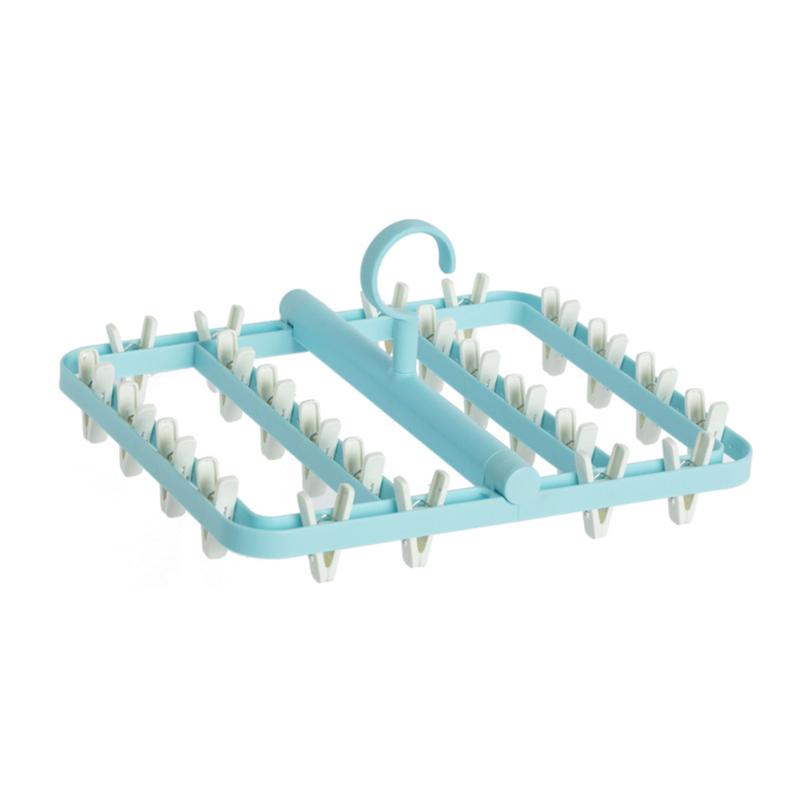 

Hangers & Racks 24 Clip Storage Rack Foldable Multi-Function Drying Windproof Anti-Wrap Hanger Underwear Socks Fixed Device Household