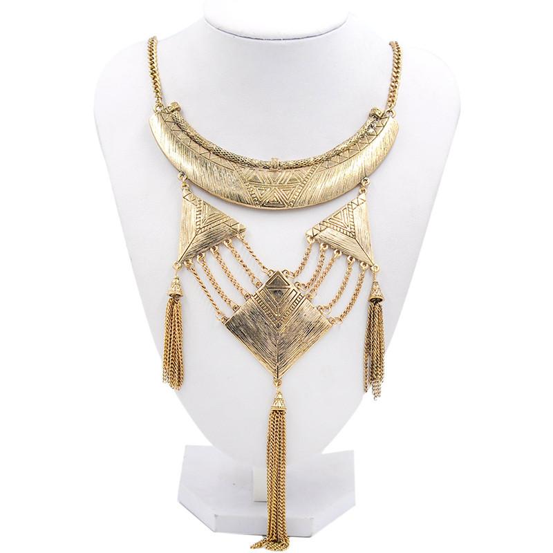 

Metal Neclacke Jewelry Long Tassel Geometric Necklace Women Exaggerated Punk Female Accessories Chains