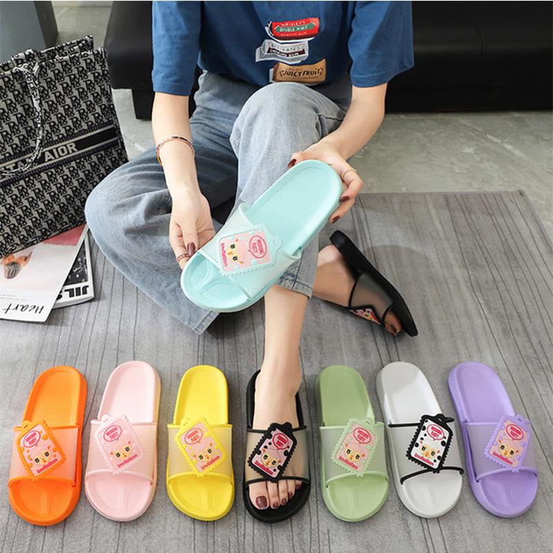 

Cartoon Flip Flops Non-slip Soft Sole Women Men Lovers Shoes Summer Slippers Slide Sandals Beach Slides, Black