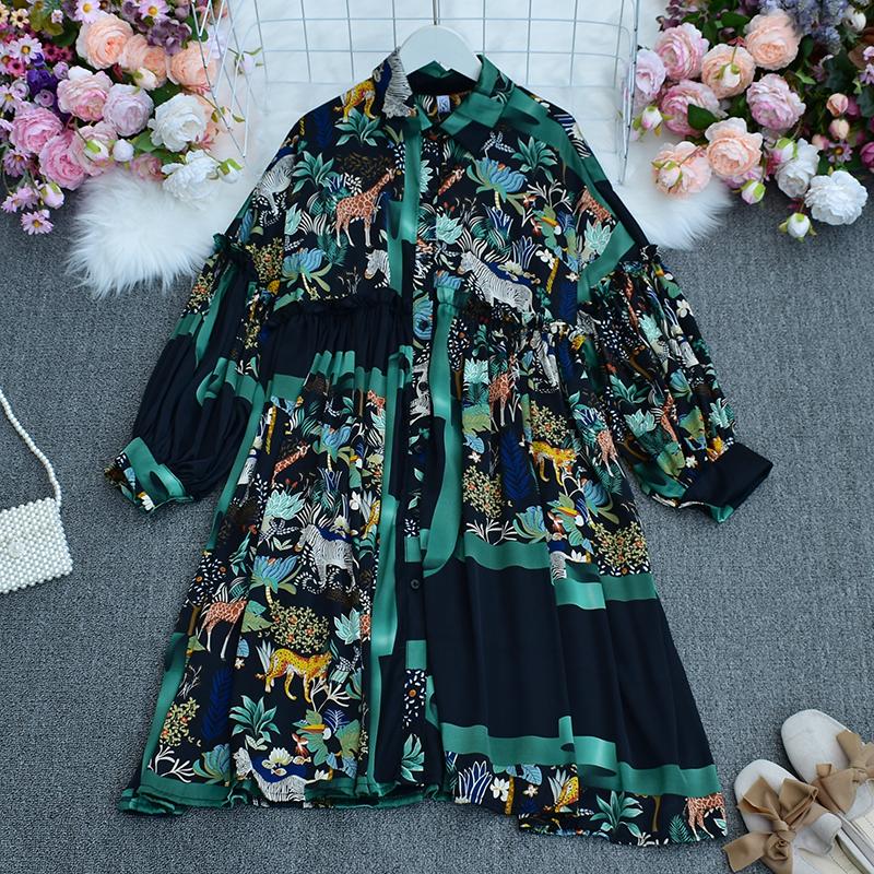 

Casual Dresses VANOVICH European And American Bat Sleeve Printed Bohemian Retro Dress 2022 Spring Summer Elegant For Women, Black;gray