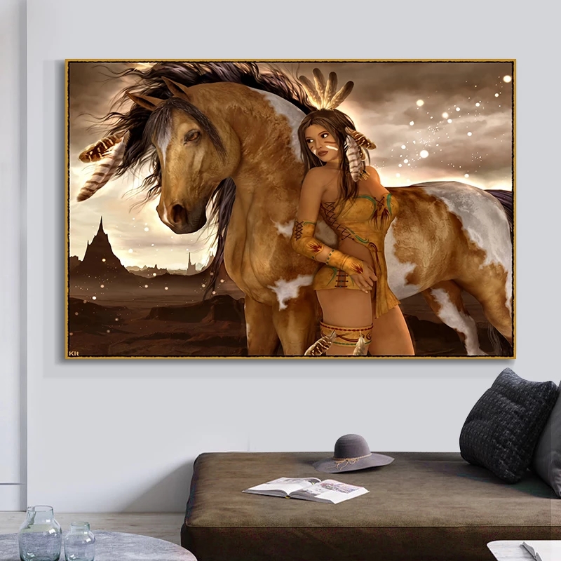 

Vintage Figures Wall Posters Pictures Feather Woman Room Decor Personalized Canvas Paintings Interior Home Decoration Accessories