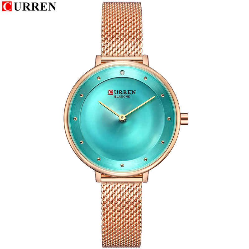 

CURREN Top Brand Casual Gold Watches Women Fashion Dress Watch Luxury Quartz Wristwatches Female Analog Clock For Women Gift 210517, Gold green