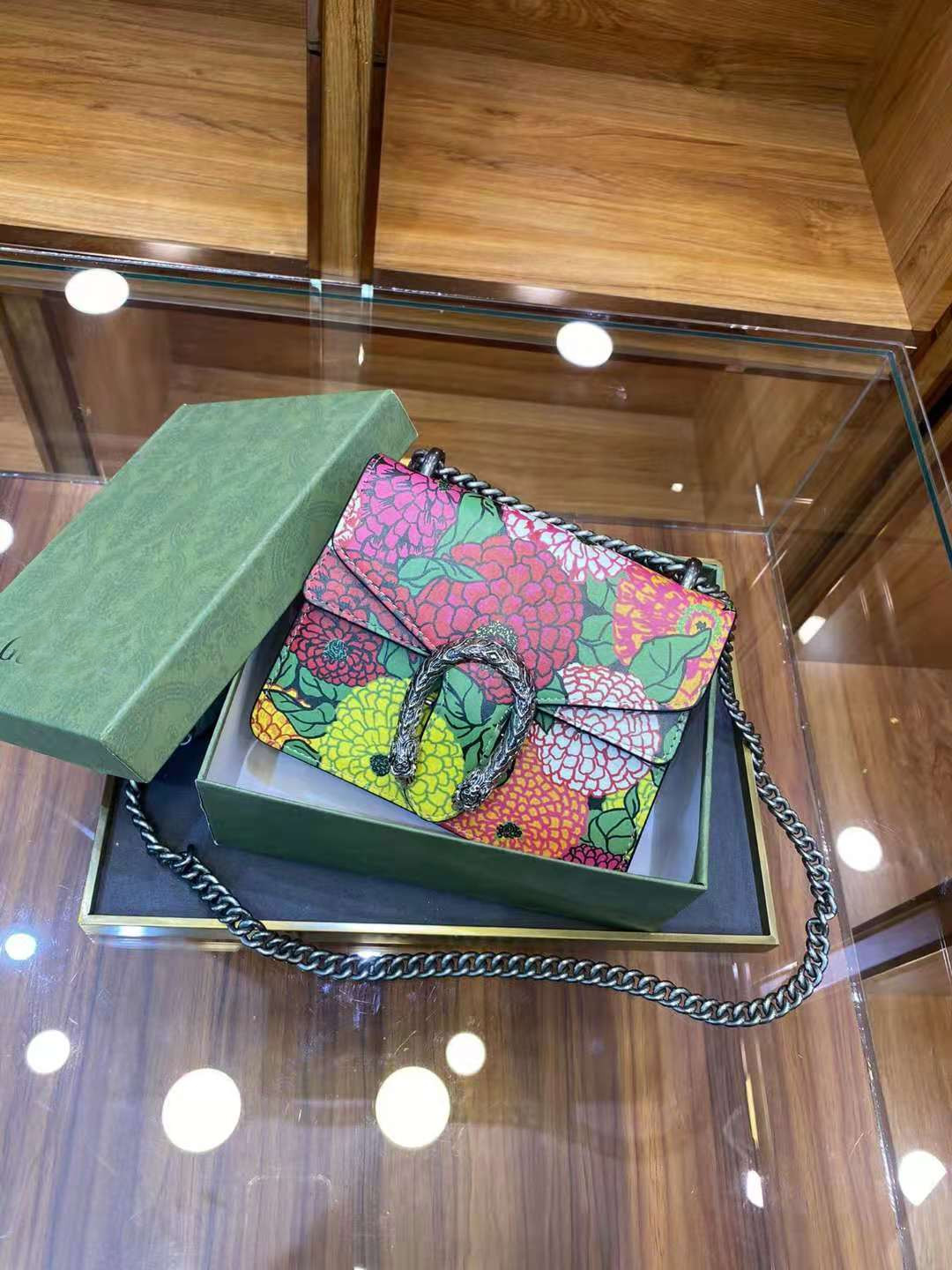 

Ladies Fashion Bag High Quality Wine Girls Women Genuine Leather Handbags Handbag Shoulder Bags Gorgeous Flowers Plant Printing, Customize