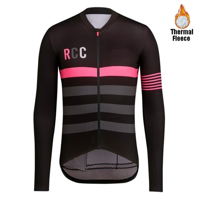 

Cycling Jersey RCC Team Winter Long Sleeves Bike Jersey Set Mountain Road Bike Thermal Fleece Ropa De Ciclismo Hombre, Black