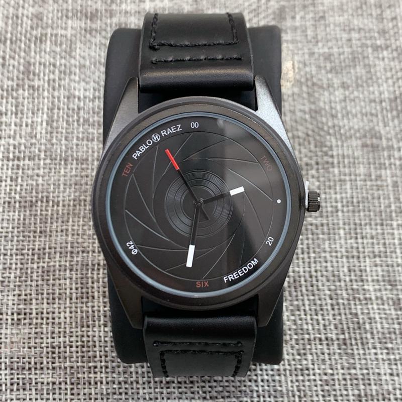 

Wristwatches PABLO RAEZ Fashion Men Watch Ultra Thin Quartz Male Casual Leather Date Waterproof Sport Black Calendar Simple Relogio Masculin, Red line
