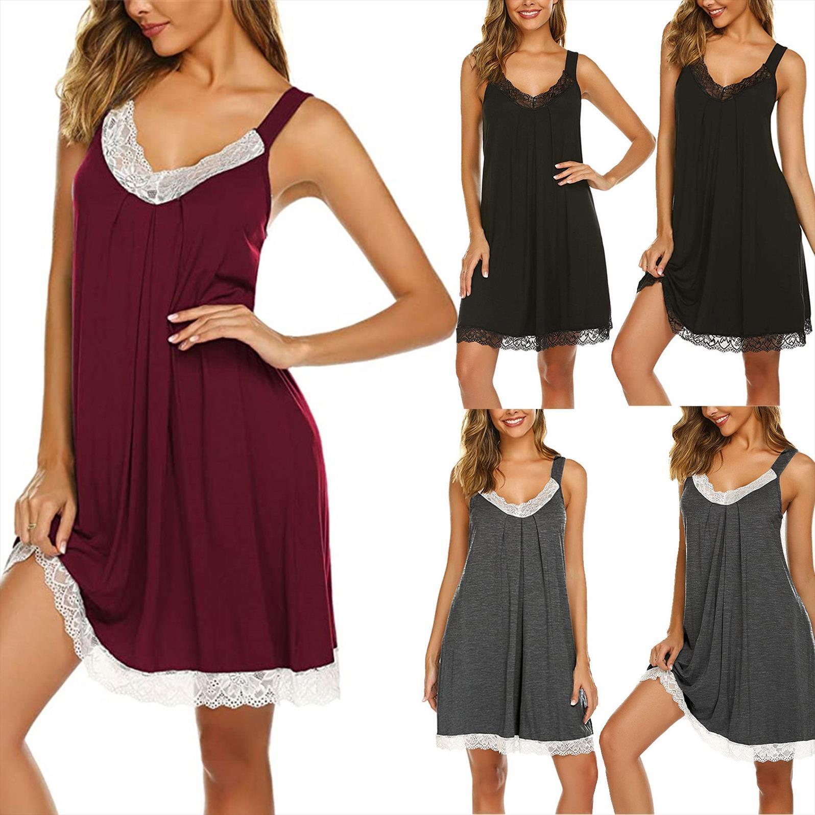 

sleepwear short sleeve nightgown soft women dress sleepshirt pleated nightshirt vestido de mujer summer, Black;gray