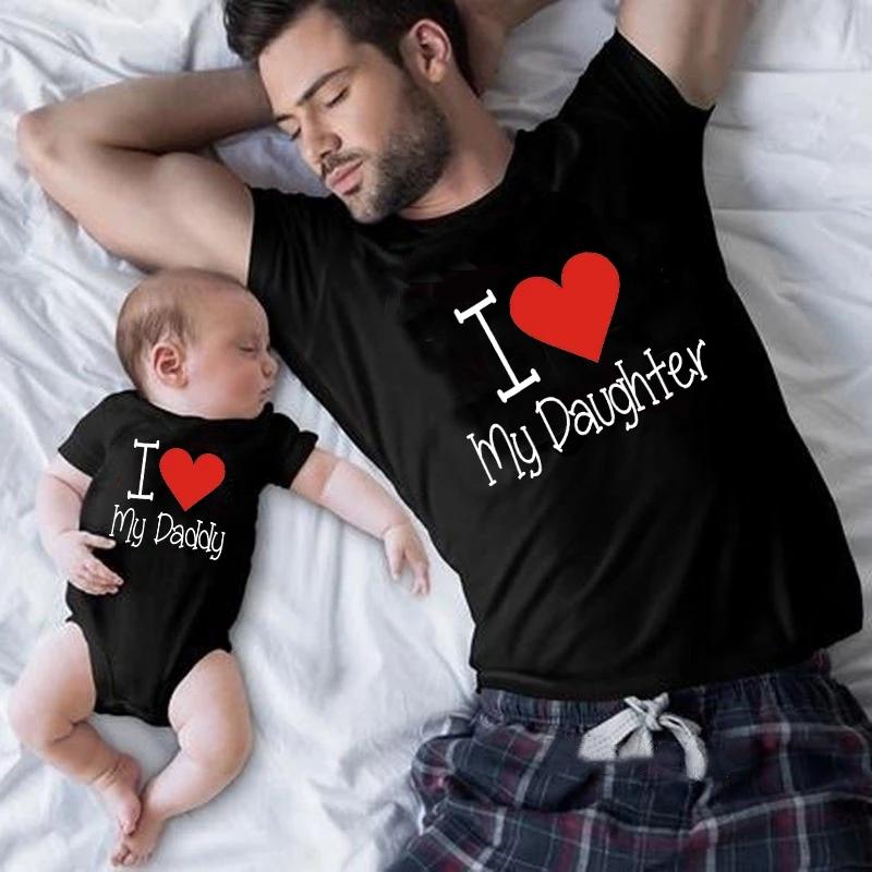 

Men' T-Shirts I Love My Daddy/Daughter Family Matching Outfits Father Daughter Look Tshirt Summer Daddy Baby Romper Clothes, White baby