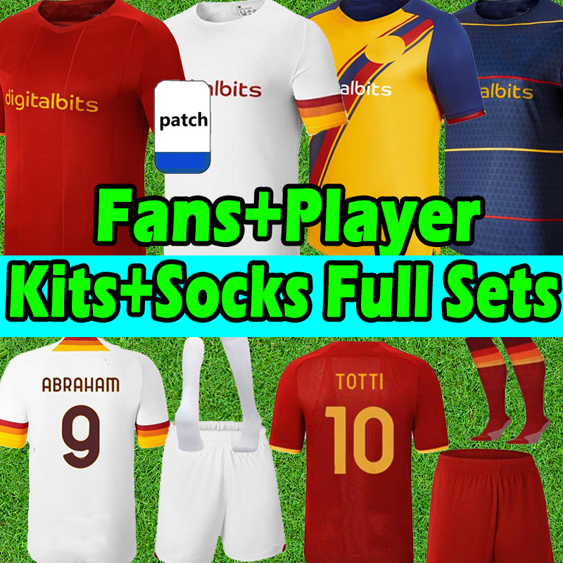 

2021 2022 Jersey Soccer JERSEYS TOTTI DZEKO ZANIOLO KLUIVERT 21/22 fans player version MEN kids kits socks full sets ROME Football Shirts Uniforms, 21 22 4th kit
