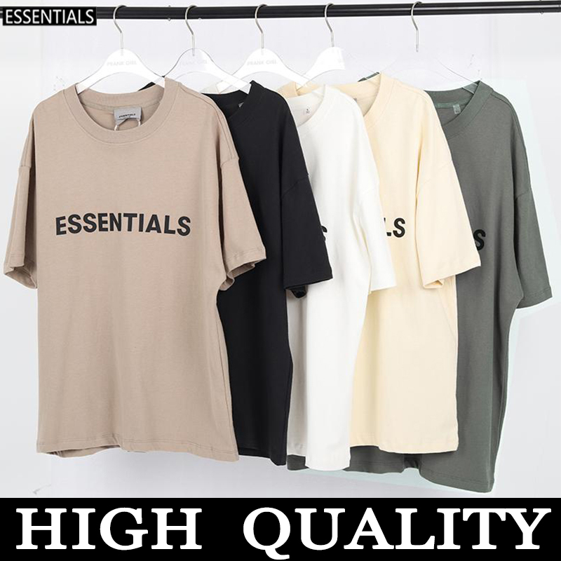 

20ss Ins Hot Spring Summer Hip Hop Fear Of God Front Essentials 3D Silicon Tee Skateboard Tshirt Fog Men Women Short Sleeve Casual T Shirt, White;black