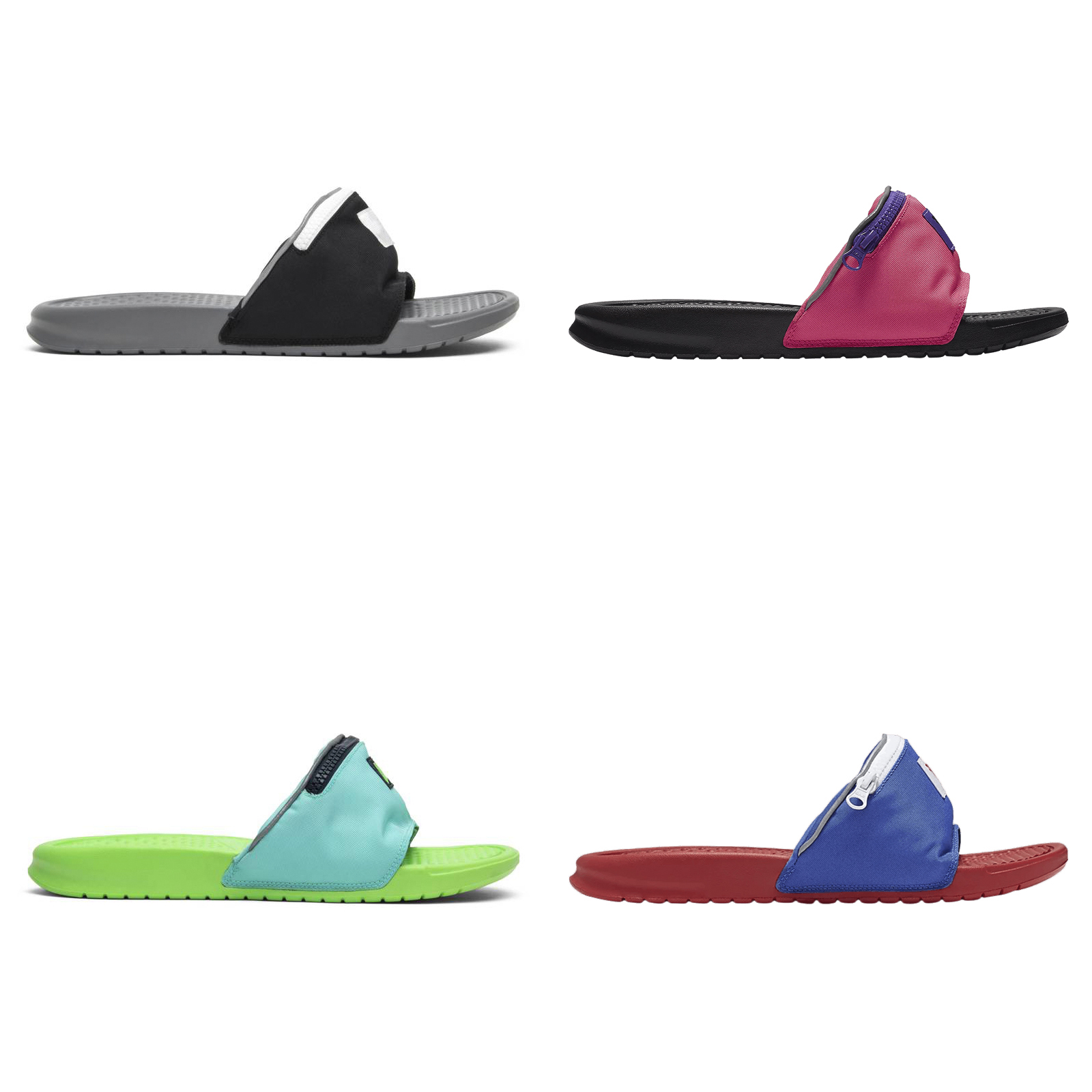 

2021 Benassi JDI Fanny Pack Slides Slippers Men Women Black Grey Red Gree Blue Rubber Designer Shoes Size 36-45