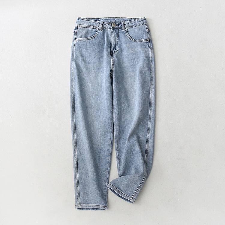 

jeans m6418 - korean women's clothing 2021 summer simple high waist and thin, Blue