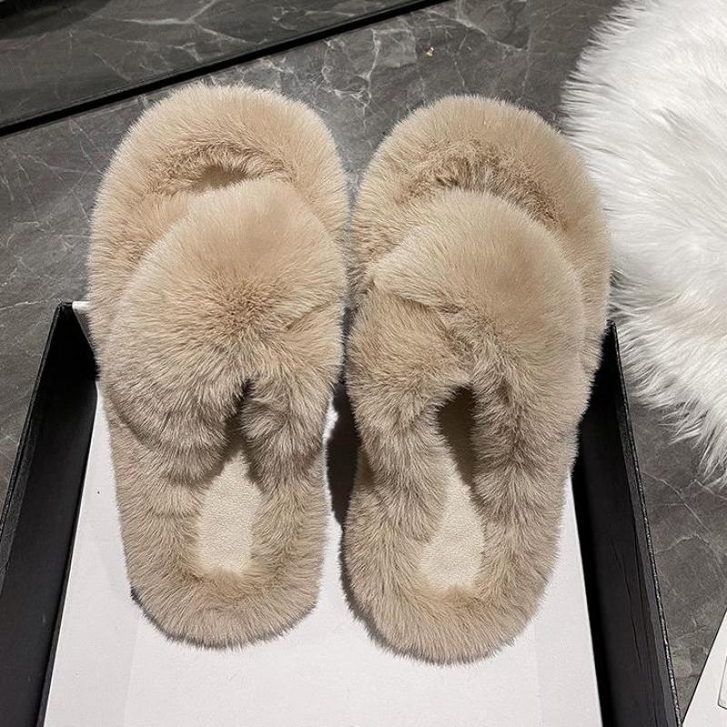

Slippers Women Winter Plush Warm Home Shoes Flat Ladies Indoor Ytmtloy With Zapatillas Mujer Casa Sandals Flip Flop, Beige