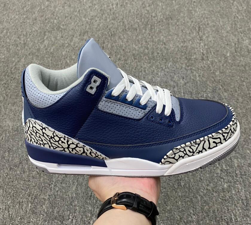

3 Midnight Navy mens Basketball Shoes 3 Cement Grey-White womens Outdoor Sports Skateboard Sneakers CT8532-401 With Box, Blue