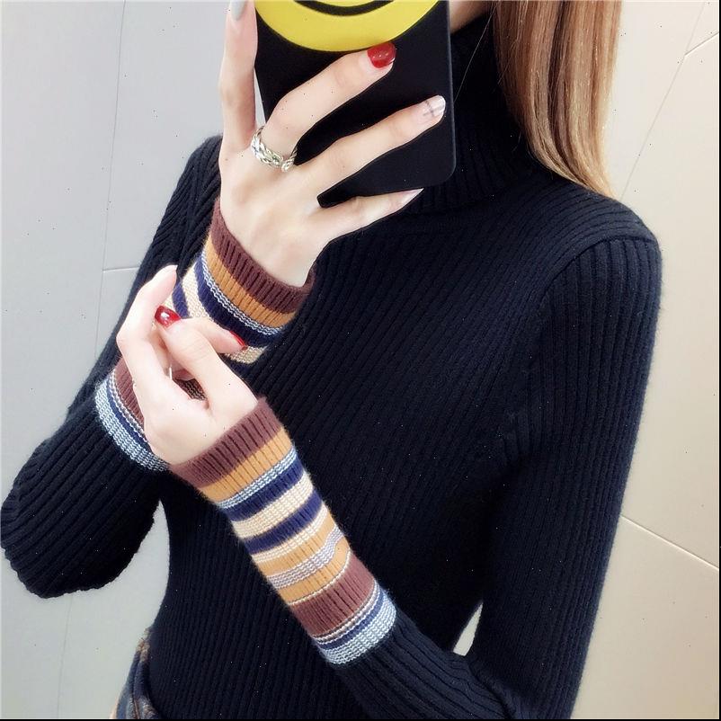 

elastic sweaters womens long sleeve female pullovers turtleneck winter autumn women clothes jumper streetwear knitted black red s, White;black