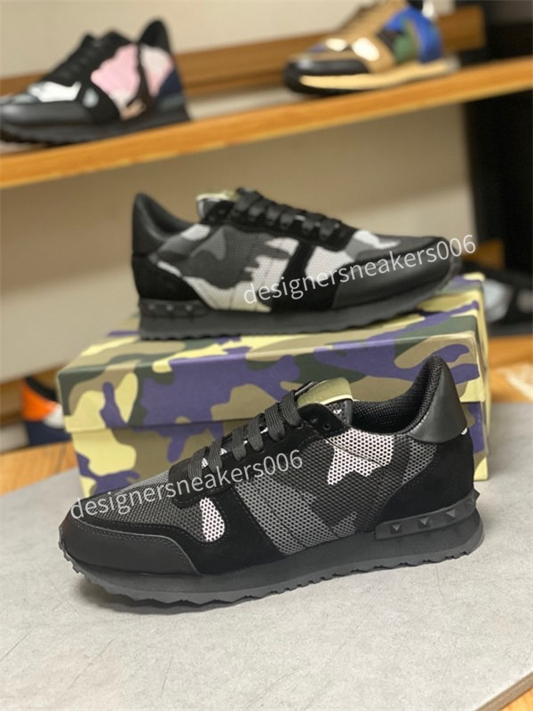 

Mens Camouflage shoes fashion luxury designer sneakers Genuine Leather stud Rivet Sneaker Rubber bottoms Top quality Dress Shoes size38-46, 02