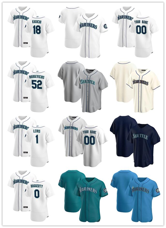 

Custom Mens women Youth Seattle Mariners 0 Sam Haggerty 18 Yusei Kikuchi 1 Kyle Lewis 52 Nick Margevicius Baseball Jerseys, Blue;black