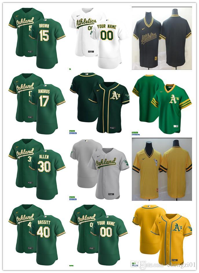 

Men Women Youth Baseball Jersey Oakland Athletics 30 Austin Allen 17 Elvis Andrus 40 Chris Bassitt 15 Seth Brown Custom White gr, Blue;black