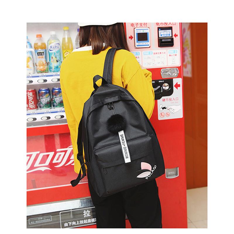 

Solid Backpack Girl School Bags For Teenage College Wind Women SchoolBag High Student Bag Black Nylon Printing