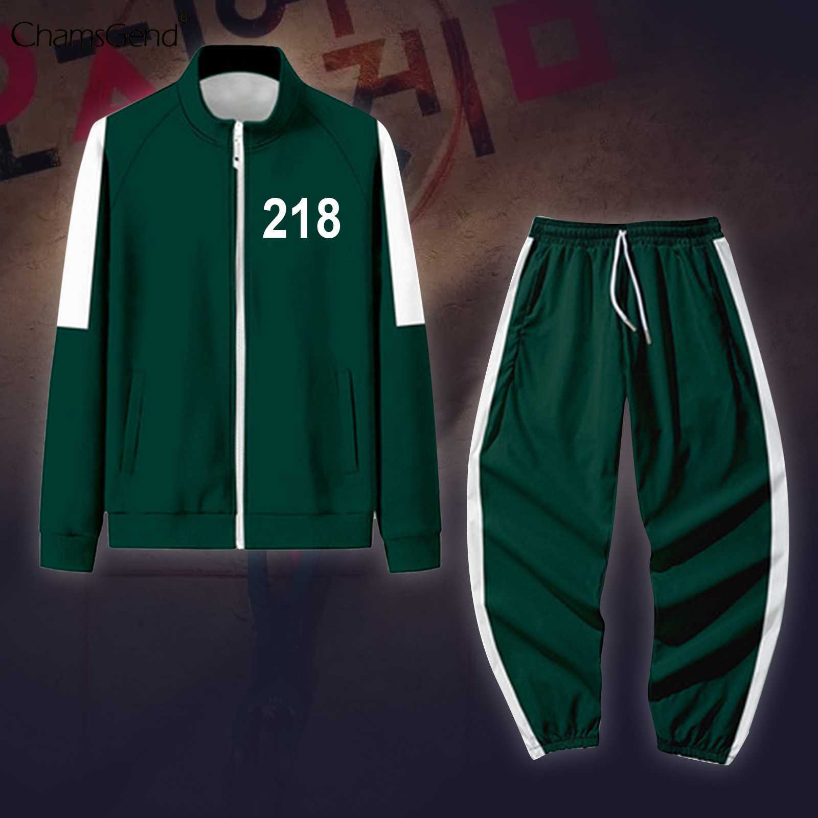 

Squid Game Cosplay Costume Top Pants Movies Men And Women Jacket Same Sportswear Hoodie Round Six Cosplay Costumes Sets G1009, Black;red