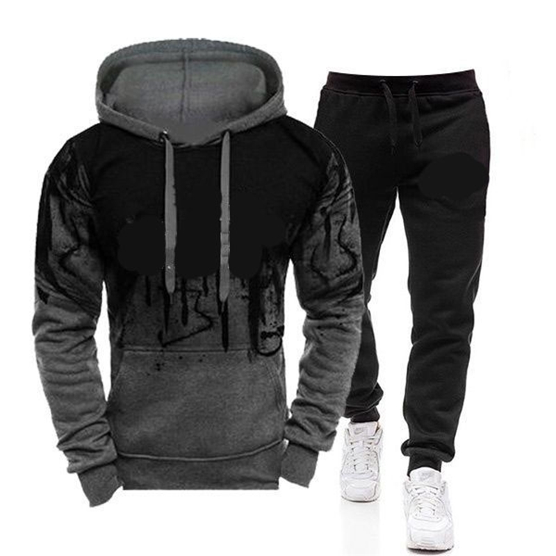 

New outdoor sports leisure men' suit pants hooded Pullover, White