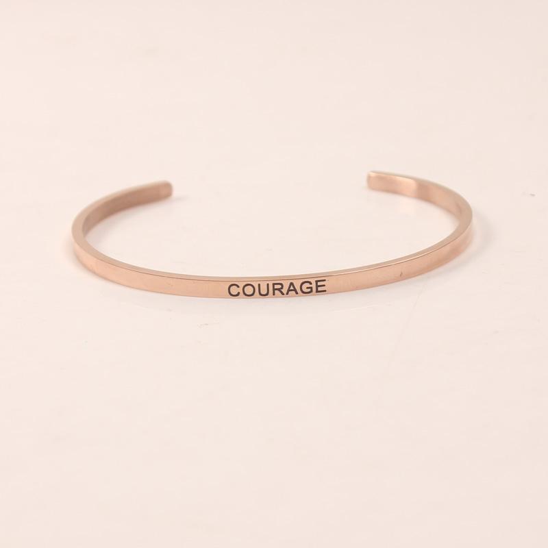 

Bangle Stainless Steel Open 3 Color Hand Imprint COURAGE Engraved