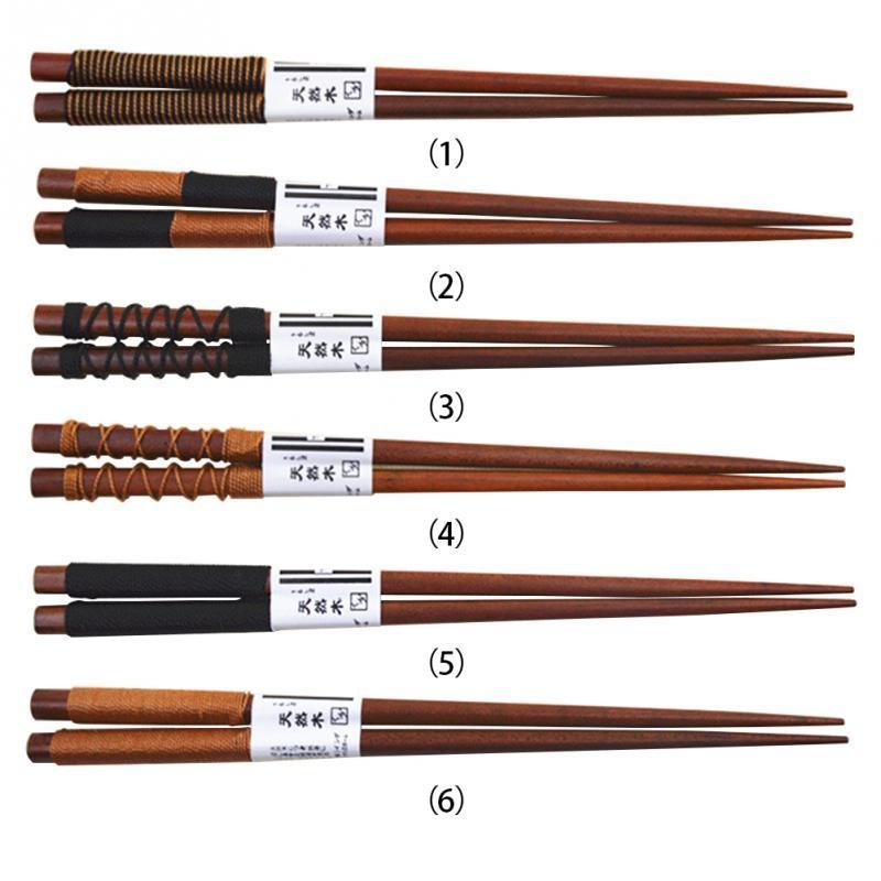 

Anti-slip Wooden Chopsticks Japanese-style Natural Handmade String Round Chinese Tableware 6 Styles Wrap