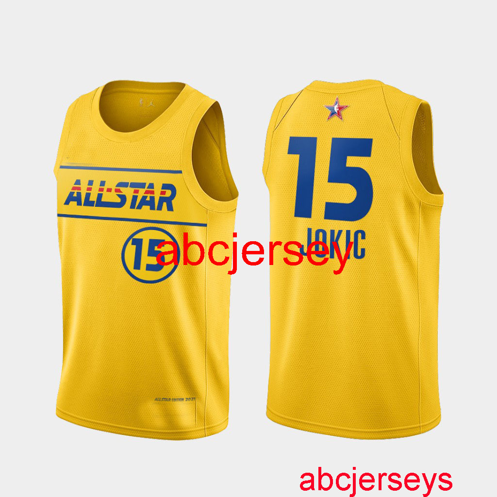 

Men's 8 styles 15# Jokic 2021 all star yellow basketball jersey S-XXL Vest