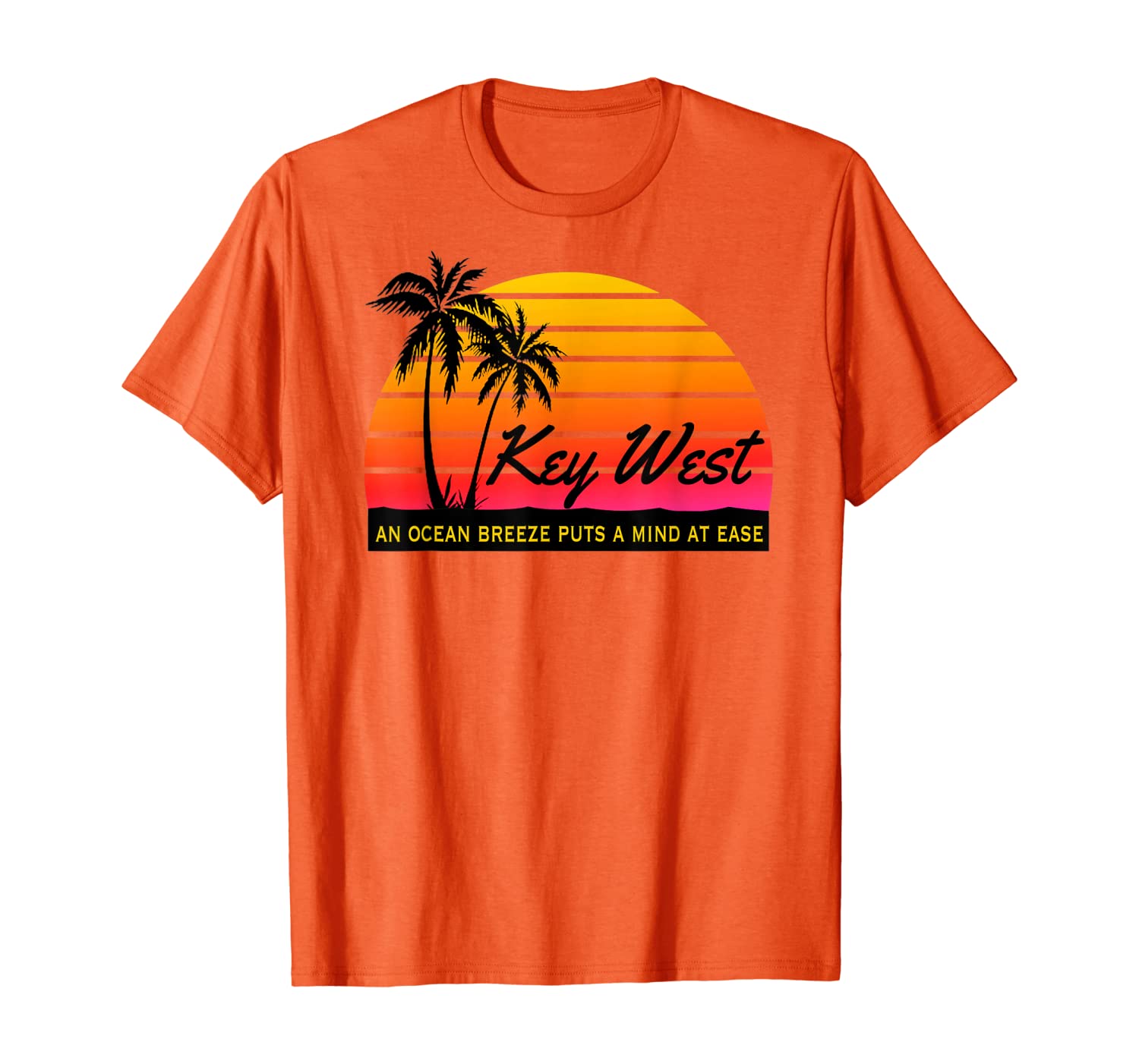 

Ocean Mind at Ease KEY WEST Souvenir Beach Sunset T-Shirt, White;black