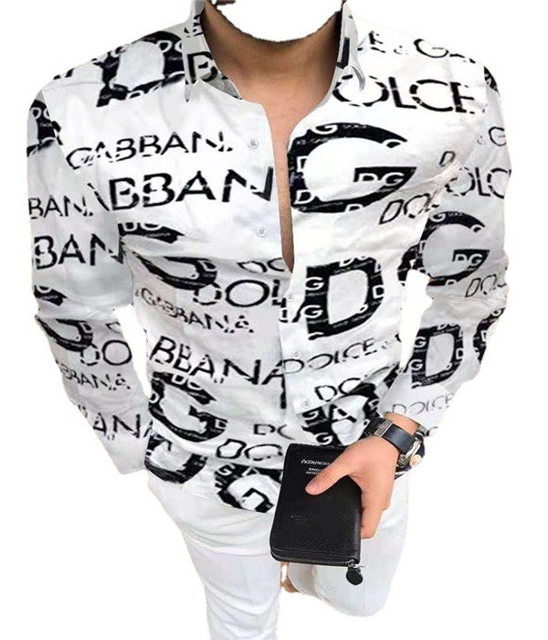 Mens Dress Shirts Hawaii Style Letter Printing Designer Shirt Slim Fit Men Fashion Long Sleeve Casual Male Clothing-image-742225604