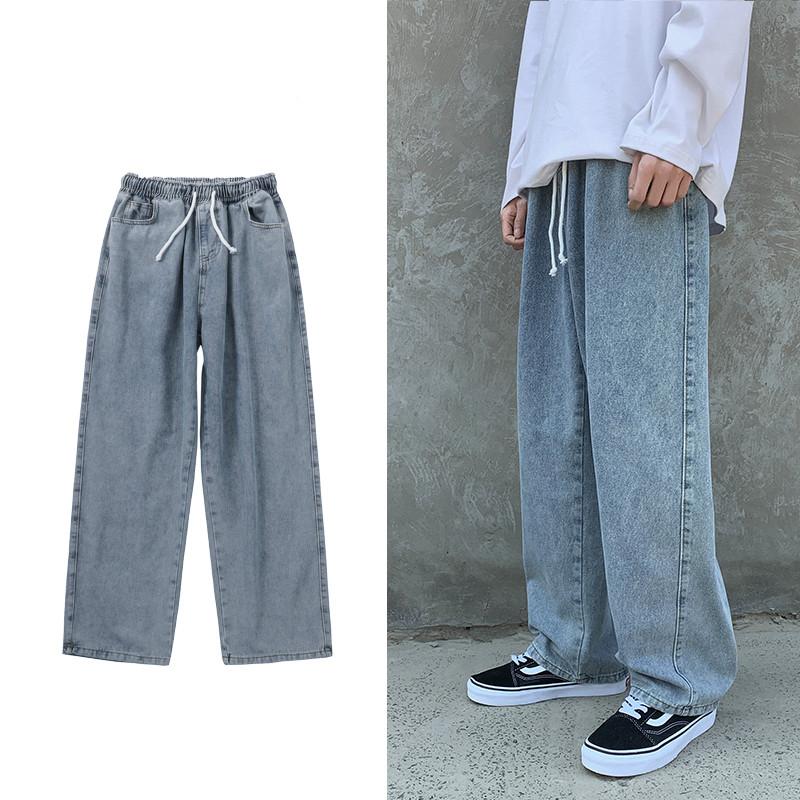 

Men's Jeans 2021 Men Streetwear Blue Women Loose Korean Fashions Harem Pants Male Denim Trousers Wide-leg S-2XL